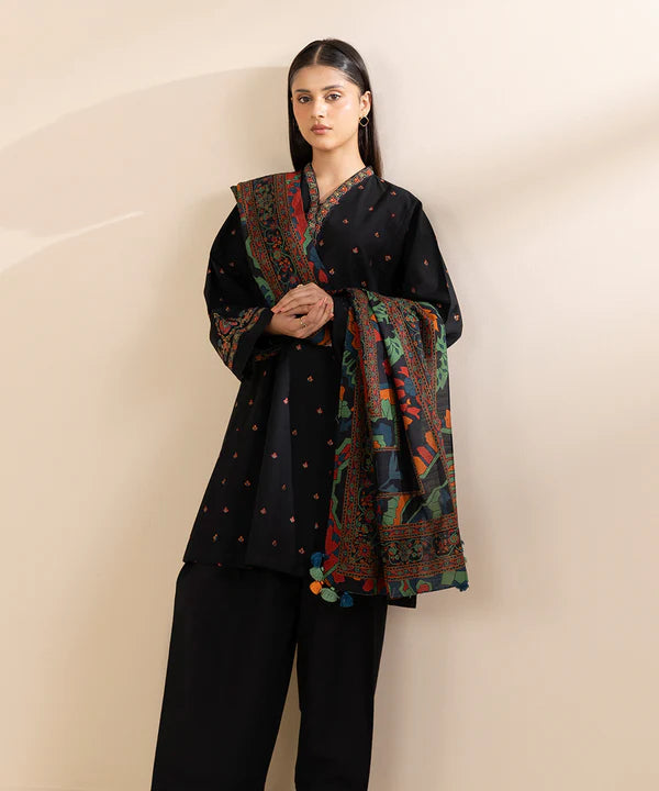 3 Piece - Embroidered Light Khaddar Suit