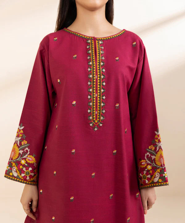 3 Piece - Embroidered Light Khaddar Suit