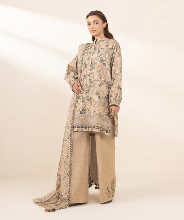 3 Piece - Embroidered Light Khaddar Suit