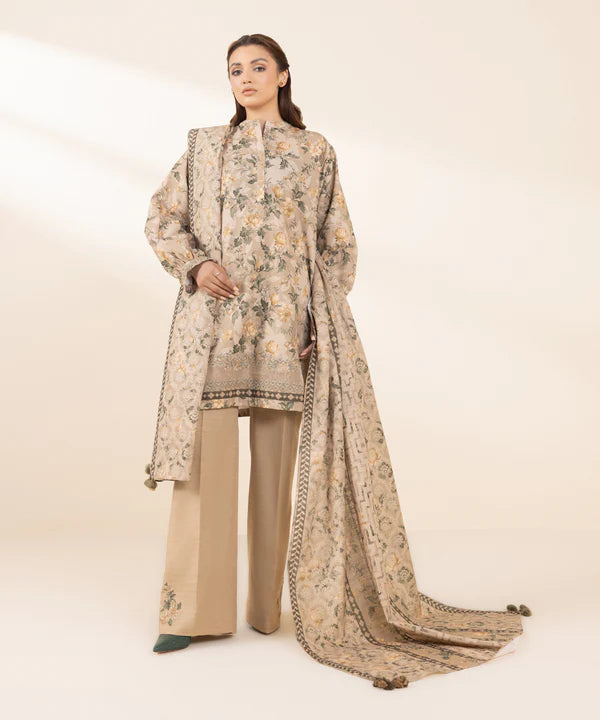 3 Piece - Embroidered Light Khaddar Suit