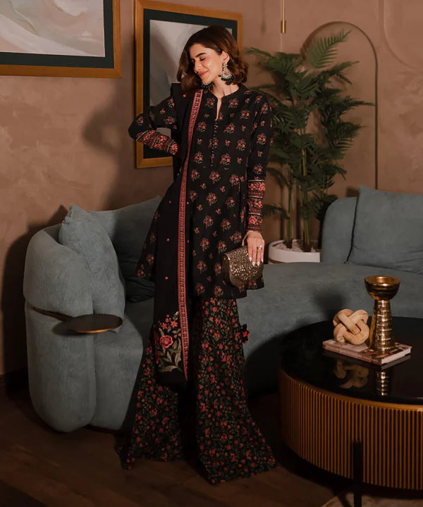 3 Piece - Embroidered Light Khaddar Suit