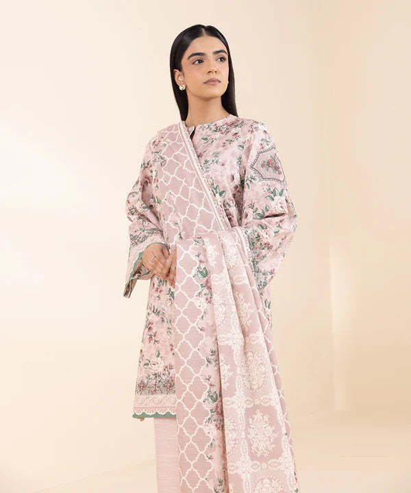 3 Piece - Embroidered Light Khaddar Suit