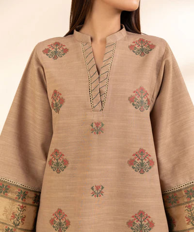 3 Piece - Embroidered Light Khaddar Suit