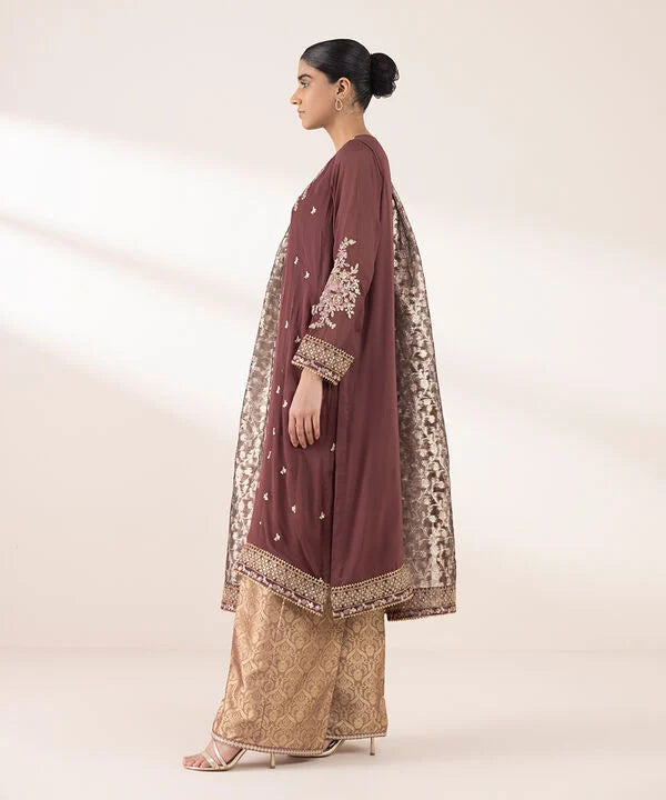 3 Piece - Embroidered Chiffon Suit