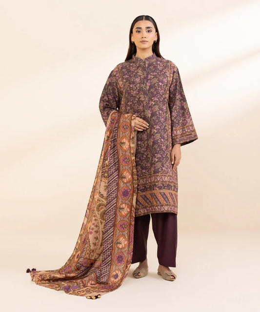 3 Piece - Printed Light Khaddar Suit