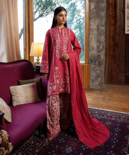 3 Piece - Embroidered Light Khaddar Suit