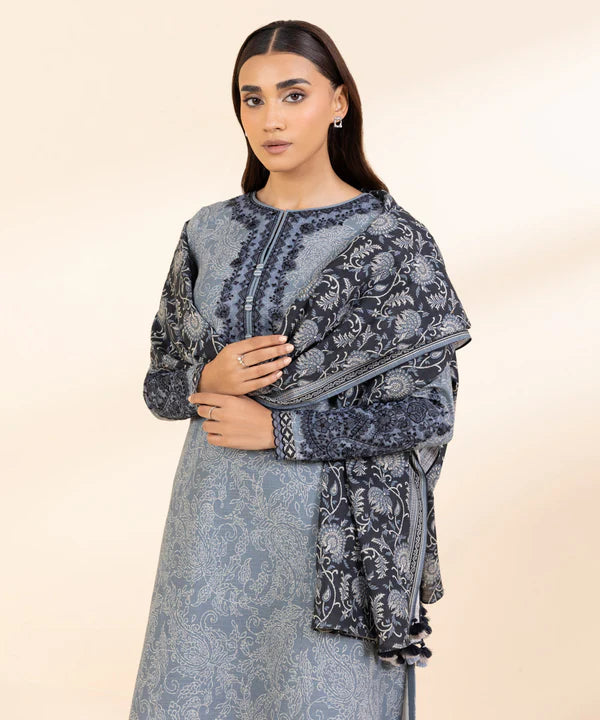 3 Piece - Embroidered Light Khaddar Suit