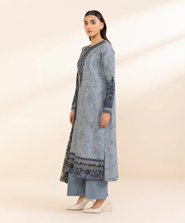 3 Piece - Embroidered Light Khaddar Suit