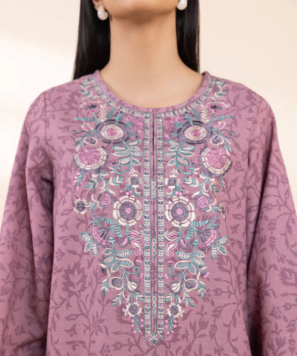 3 Piece - Embroidered Light Khaddar Suit