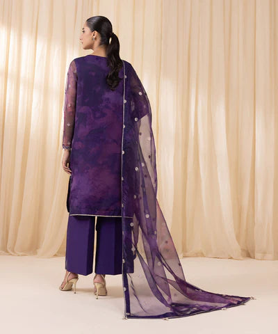 3 Piece - Embroidered Organza Suit