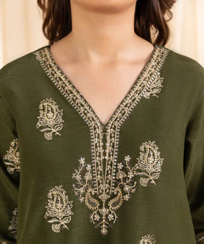 3 Piece - Embroidered Silk Suit