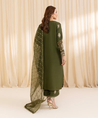 3 Piece - Embroidered Silk Suit