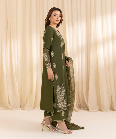 3 Piece - Embroidered Silk Suit