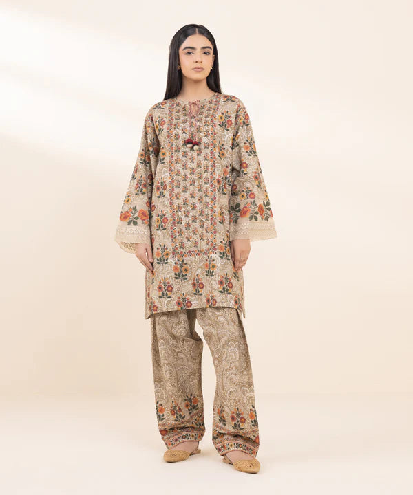 2 Piece - Embroidered Khaddar Suit