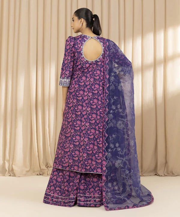 3 Piece - Embroidered Silk Suit