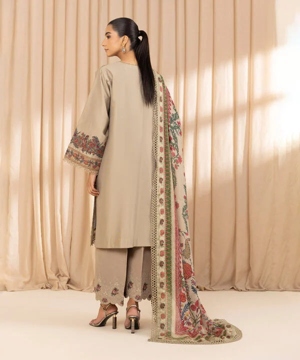 3 Piece - Embroidered Cotton Net Suit