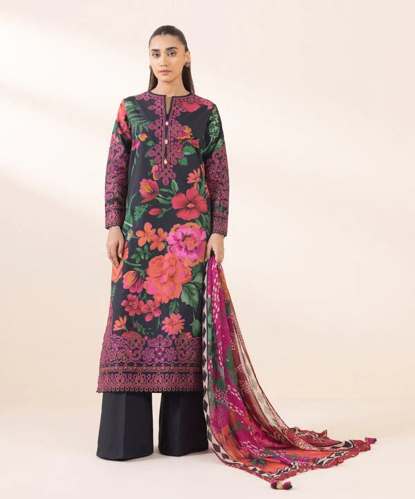 3 Piece - Embroidered Cotton Suit