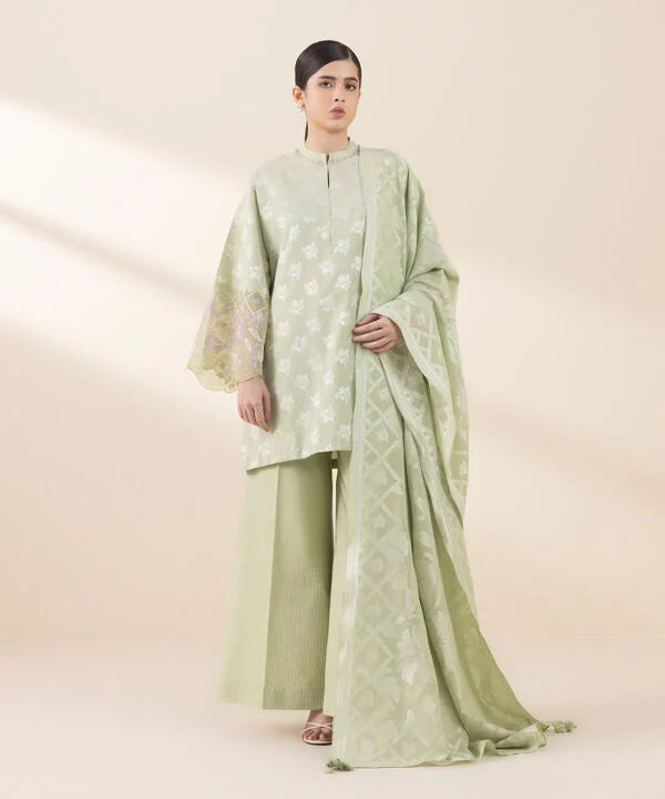 3 Piece - Embroidered Jacquard Suit