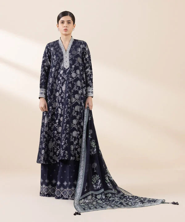 3 Piece - Embroidered Jacquard Suit