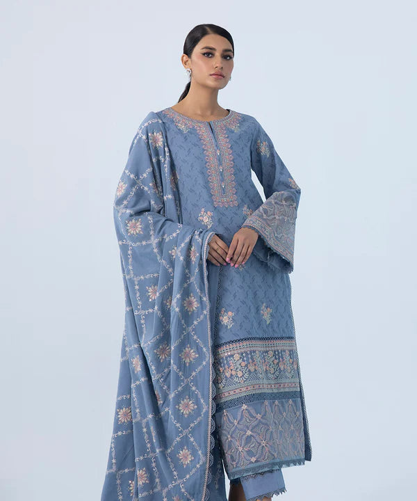 3 Piece - Embroidered Jacquard Suit