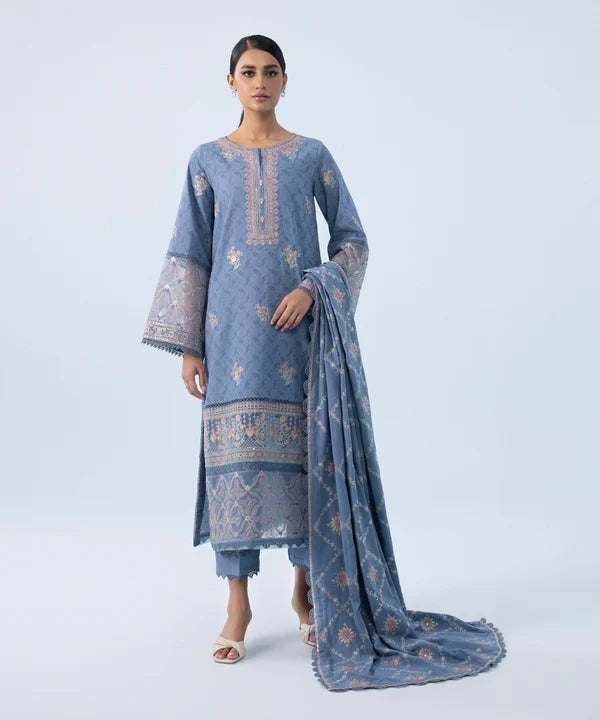 3 Piece - Embroidered Jacquard Suit