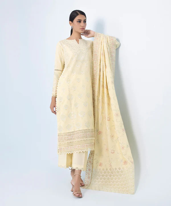 3 Piece - Embroidered Jacquard Suit