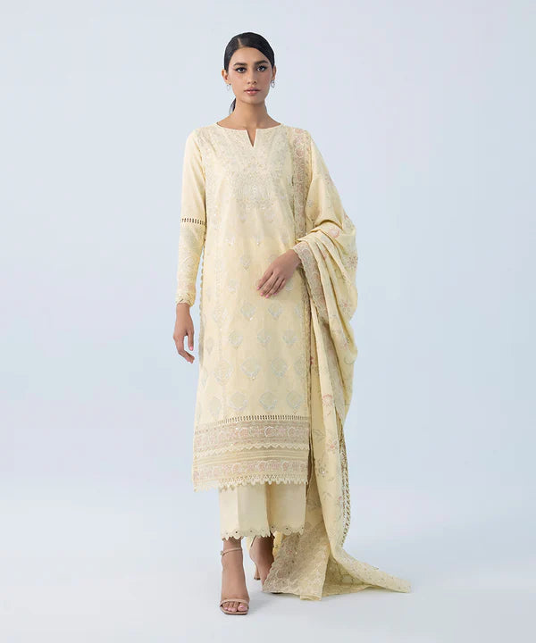 3 Piece - Embroidered Jacquard Suit