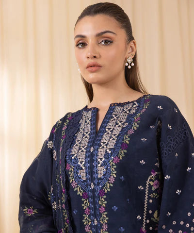 3 Piece - Embroidered Cotton Jacquard Suit