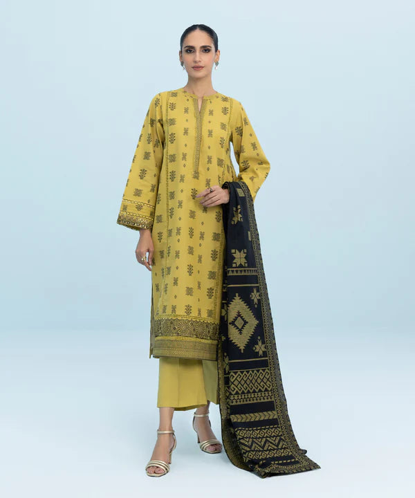 3 Piece - Embroidered Jacquard Suit