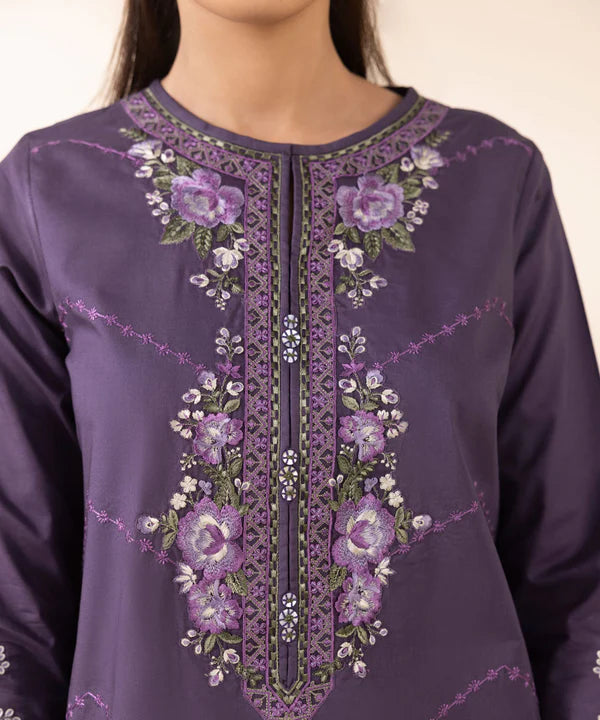 3 Piece - Embroidered Cotton Suit