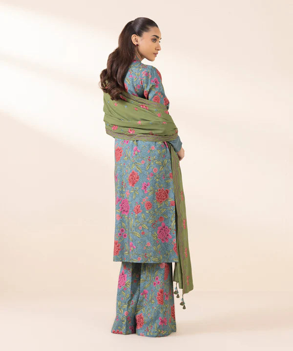 3 Piece - Embroidered Linen Suit