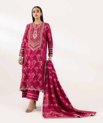 3 Piece - Embroidered Jacquard Suit