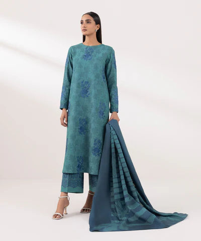 3 Piece - Embroidered Jacquard Suit