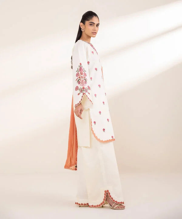 3 Piece - Embroidered Crosshatch Suit