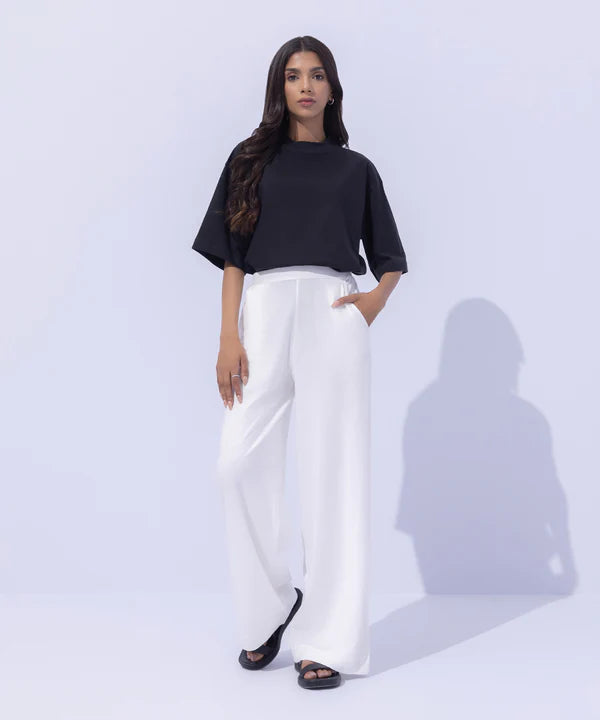 Wide Leg Jersey Trousers