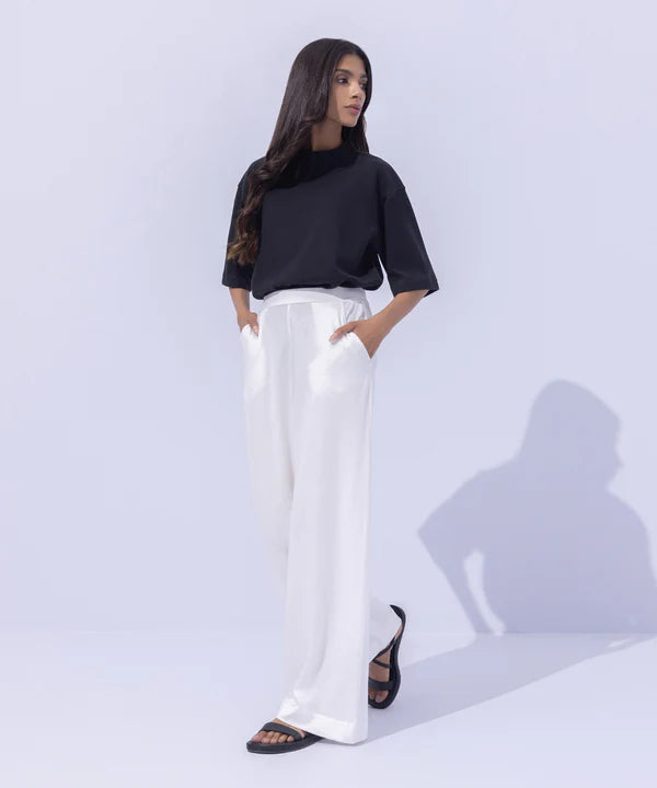 Wide Leg Jersey Trousers