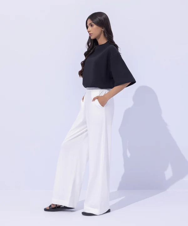 Wide Leg Jersey Trousers