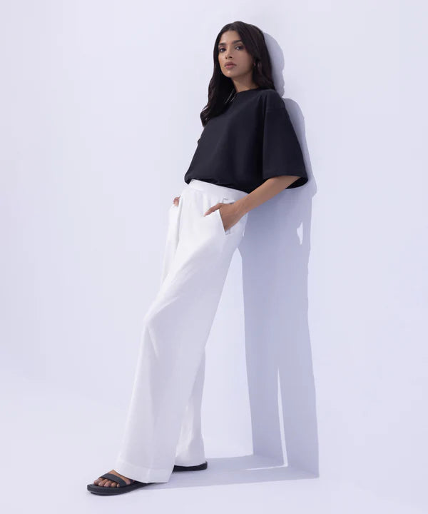 Wide Leg Jersey Trousers