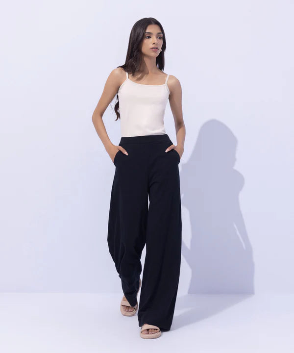 Wide Leg Jersey Trousers