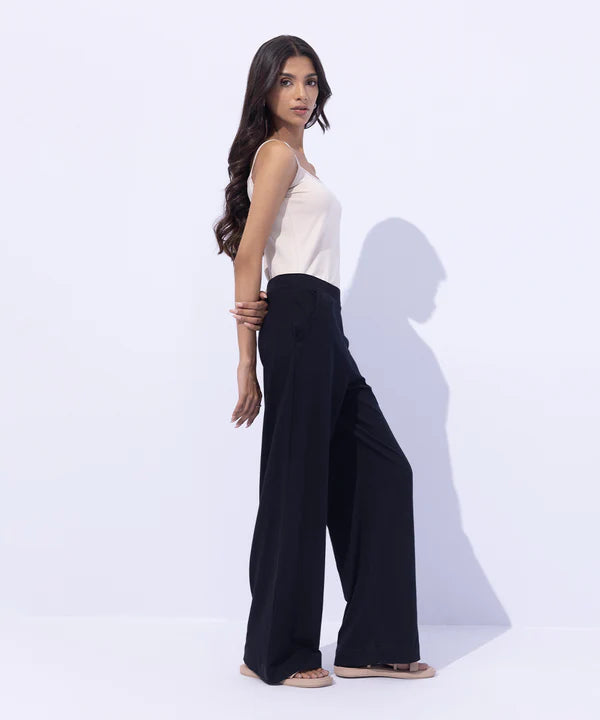 Wide Leg Jersey Trousers